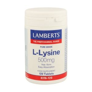 L-Lisina 500 mg. Grado puro. Alta absorción. Aminoácido esencial – Lamberts