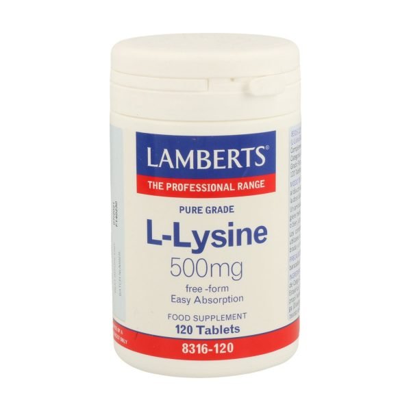 L-Lisina 500 mg. Grado puro. Alta absorción. Aminoácido esencial - Lamberts