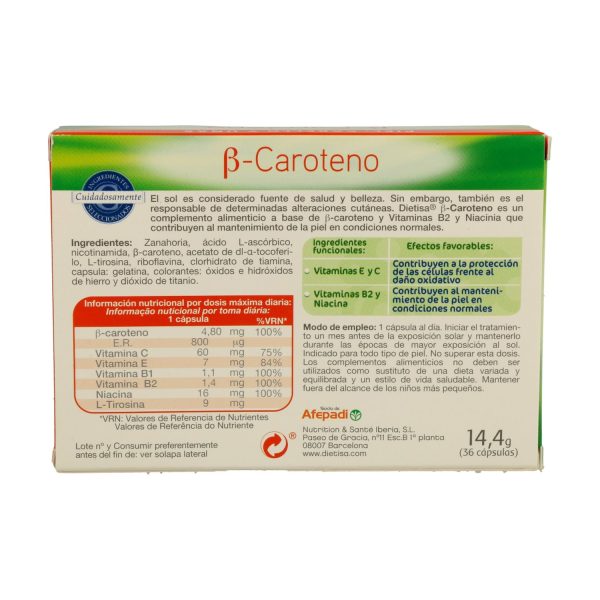 B-Caroteno (36 Cáp) - Dietisa - Imagen 2