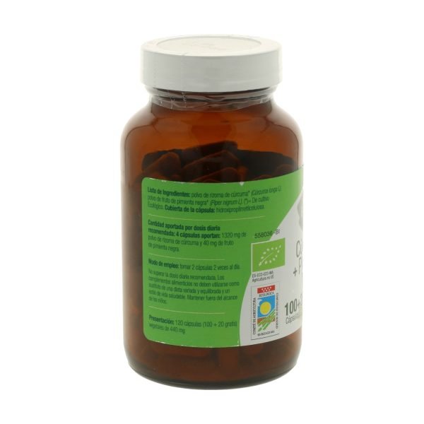 Cúrcuma y pimienta Bio - 120 cáps. - El Granero Integral - Imagen 2