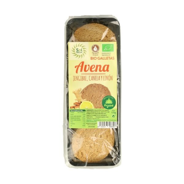 Galletas de avena jengibre canela-limón (175 gr) - Sol Natural - Imagen 2