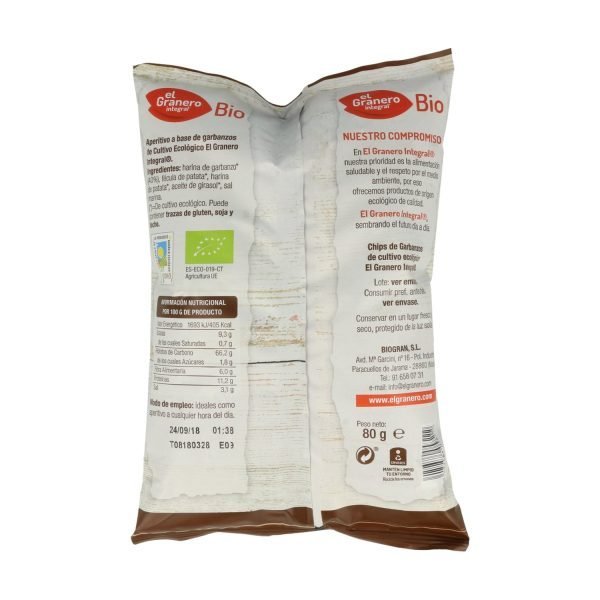 Chips de Garbanzos Bio (80gr) - El Granero Integral - Imagen 2