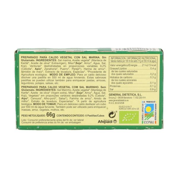Caldo Vegetal Ecológico con Sal Marina Natural - Integralia - Imagen 2