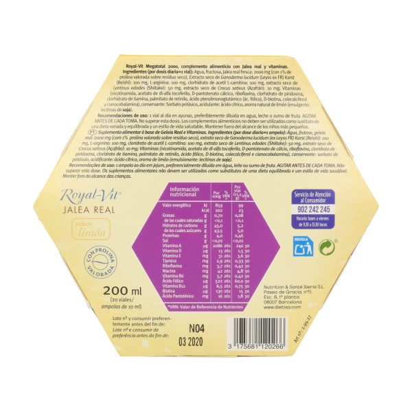 Royal-Vit Mega Total 2000 mg (20 Viales) - Dietisa - Imagen 2