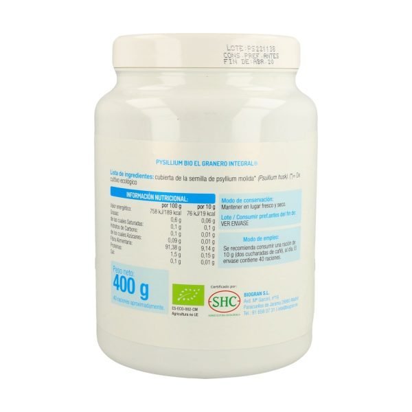 Psyllium Bio - 400 gr. - El Granero Integral - Imagen 2