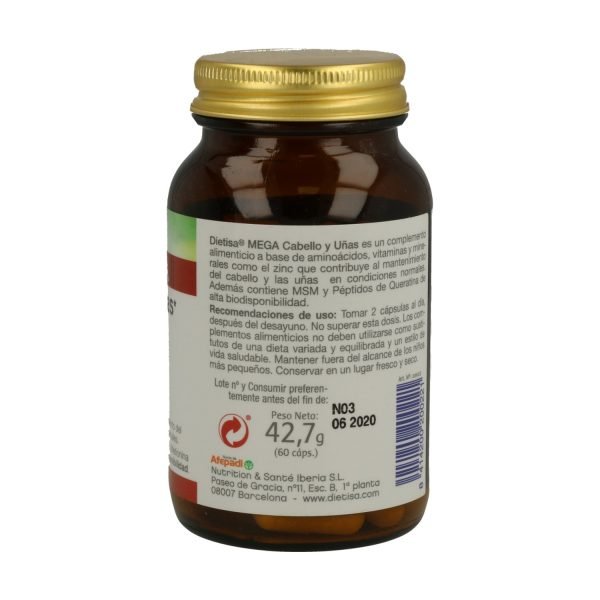Mega Cabello y uñas (60 Cáp)- Dietisa - Imagen 3