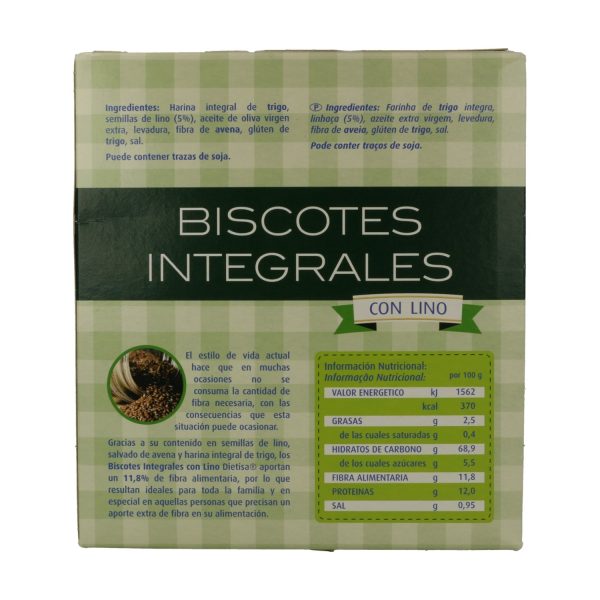 Biscotes Integrales con Lino (270 gr)- Dietisa - Imagen 2