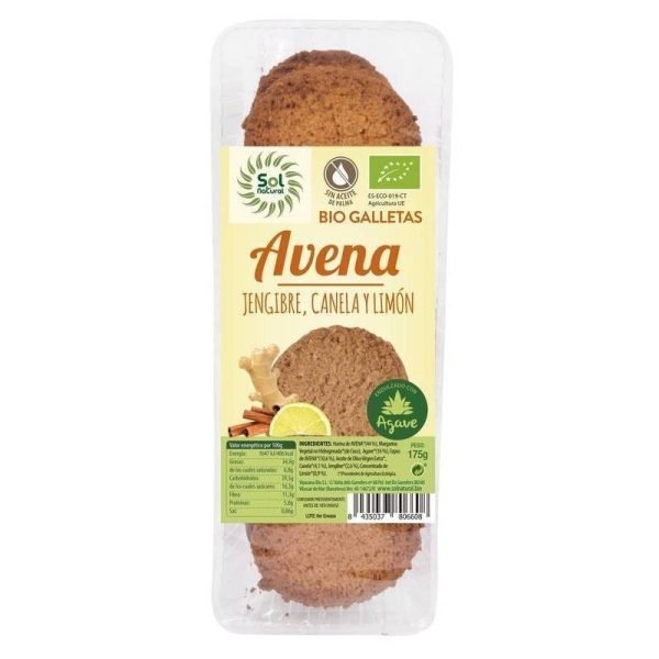 Galletas de avena jengibre canela-limón (175 gr) - Sol Natural