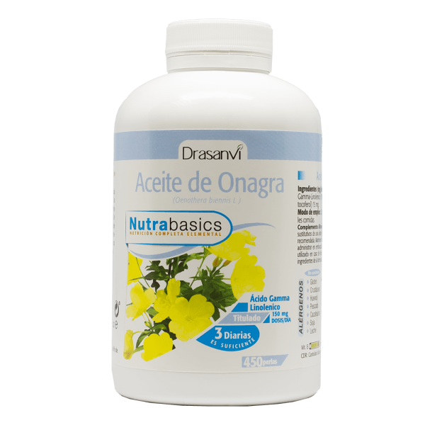 Nutrabasics - Aceite de Onagra 500, 450 perlas - Drasanvi