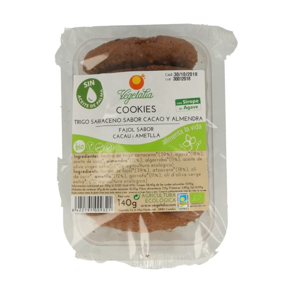 Cookies de Trigo Sarraceno Sabor Cacao y Almendra Bio (140gr) - Vegetalia