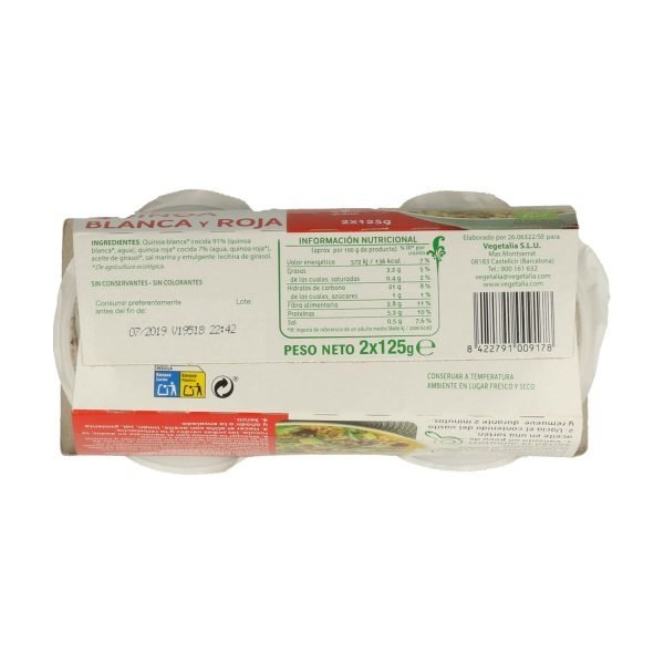 Vasito de Quinoa Blanca y Roja Bio - Vegetalia - Imagen 3