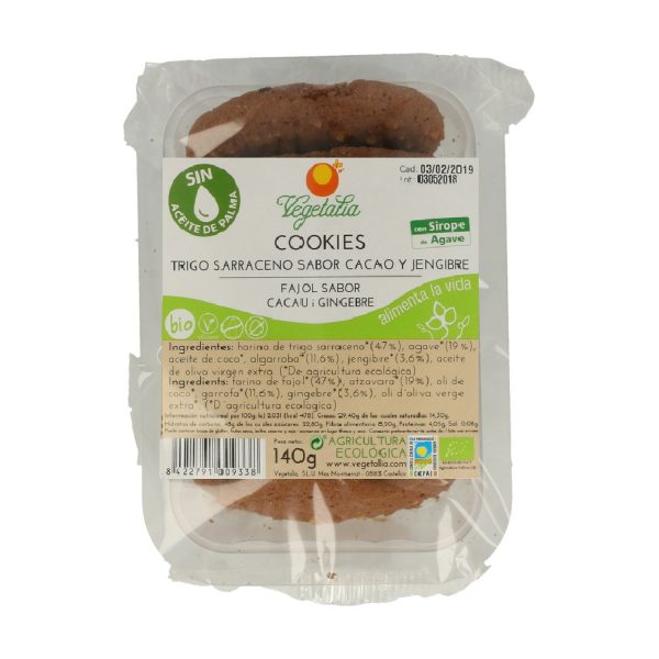 Cookies de Trigo Sarraceno Sabor Cacao y Jengibre - 140 gr. - Vegetalia