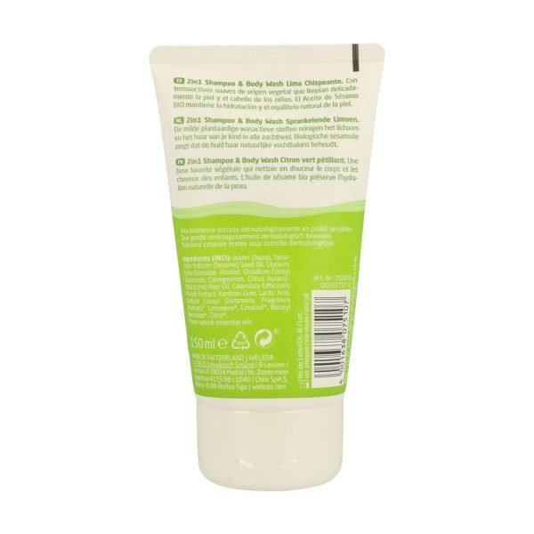 2 en 1 Champú y Gel  de Ducha Lima Chispeante - Weleda - Imagen 2