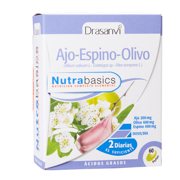 Nutrabasics - Ajo - Espino - Olivo, 60 perlas - Drasanvi