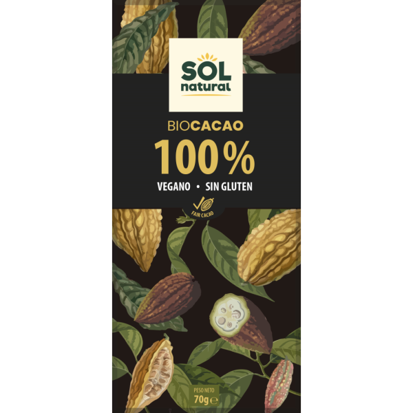 Tableta de cacao puro 100% Bio - Sol Natural