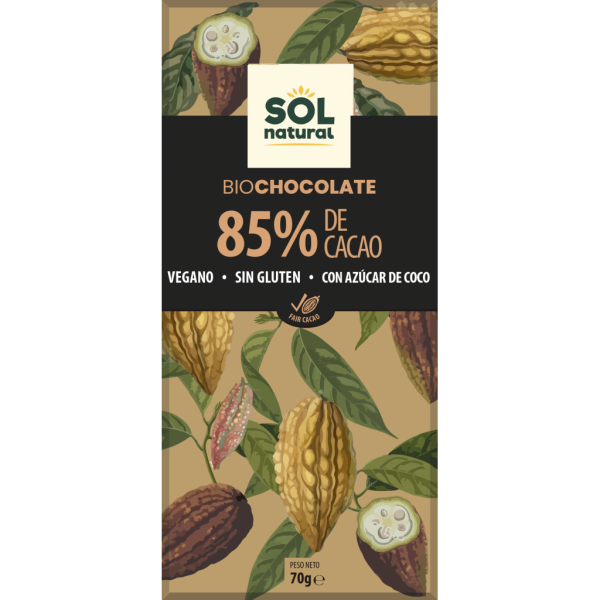 Tableta de Chocolate negro 85% Bio - Sol Natural