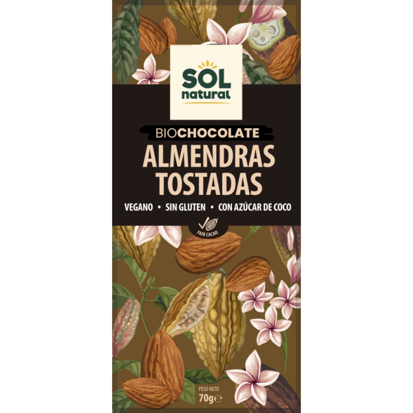Tableta de Chocolate y Almendras Bio - Sol Natural
