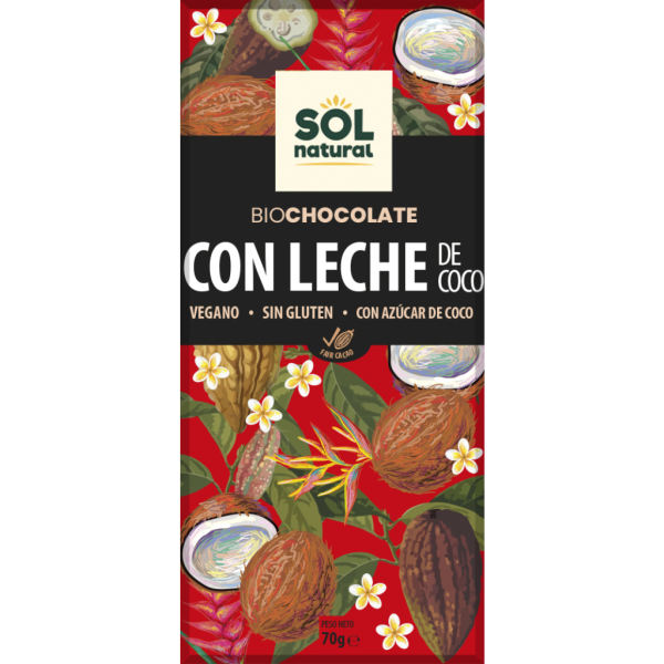Tableta de Chocolate con Leche de Coco Bio - Sol Natural