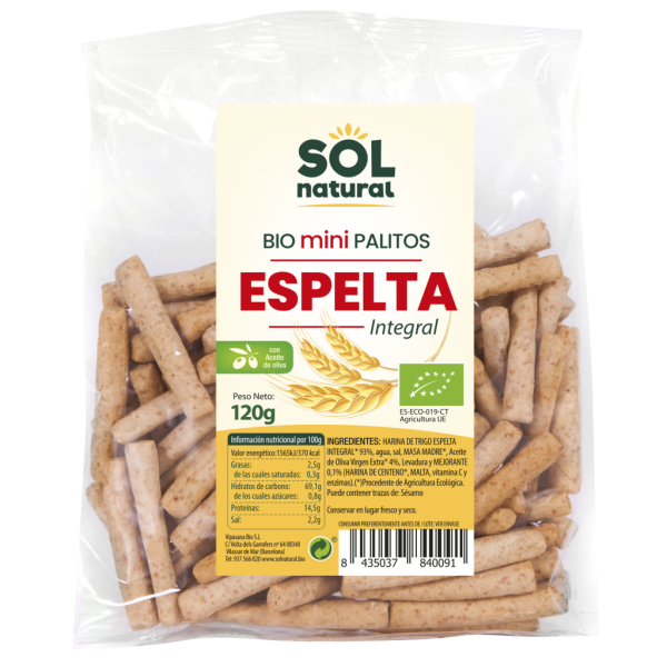 Mini Palitos de Espelta Integral Bio (120gr)- Sol Natural