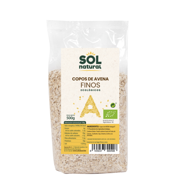 Copos de Avena Finos Bio (500gr) - Sol Natural