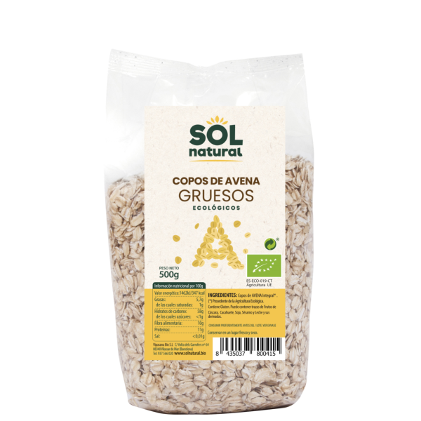 Copos de Avena Gruesos Bio (500gr) - Sol Natural