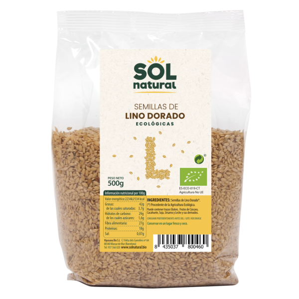 Semillas de Lino Dorado Bio (500 gr) - Sol Natural