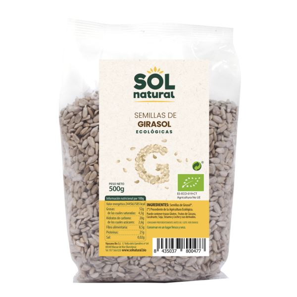 Semillas de Girasol Bio (500 gr) - Sol Natural