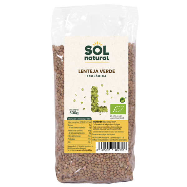 Lentejas Verdes Bio (500 gr) - Sol Natural