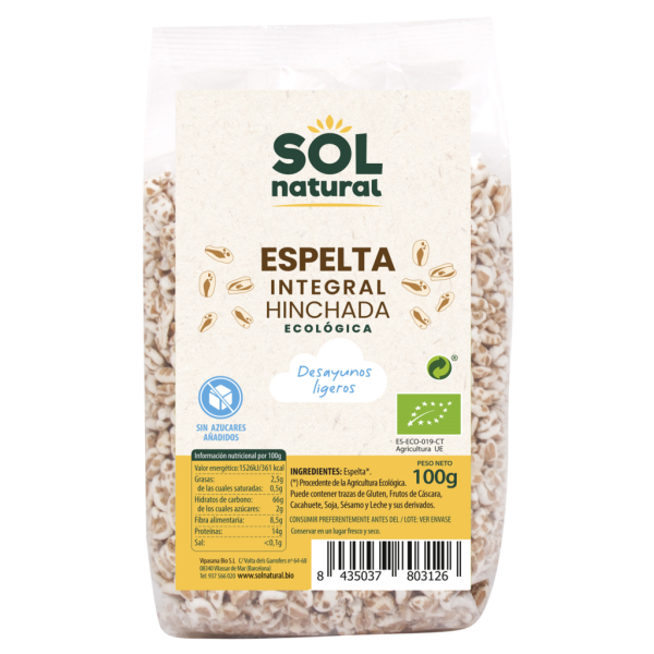 Espelta Integral Hinchada Bio (100 gr) - Sol Natural