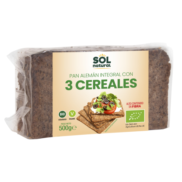 Pan alemán 3 cereales bio (500 gr) - Sol Natural