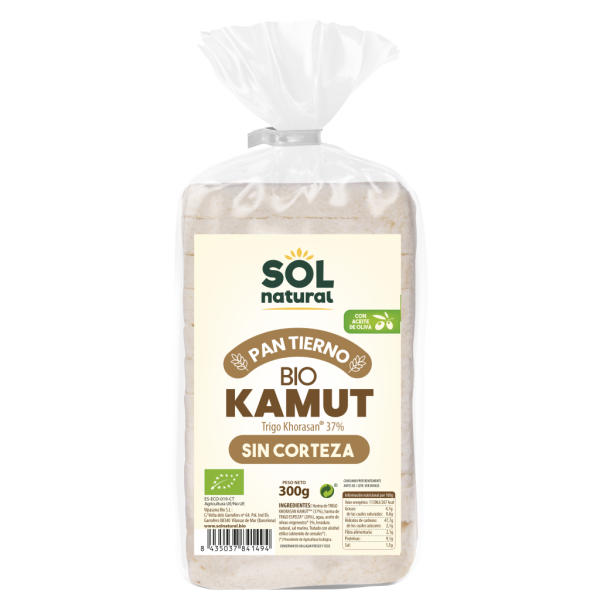 Pan tierno de kamut s/corteza bio - Sol Natural