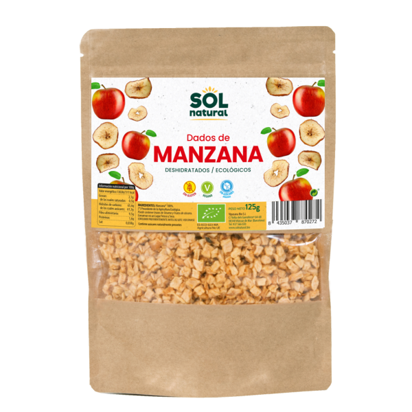 Dados de manzana bio (125 gr) - Sol Natural